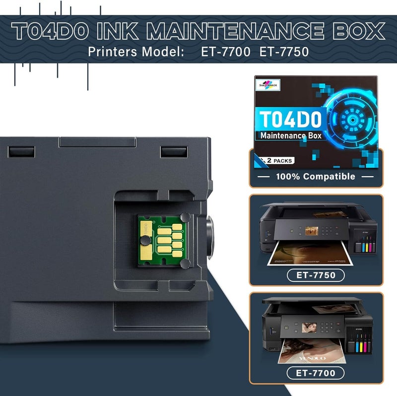SUBLIMAKER T04D0 Maintenance Box Compatible Replacement for Epson Ecotank ET-7700 ET-7750 ET7700 ET7750 7700 7750 Printers, Compatible Replacement for Epson Ink Maintenance Box T04D0/04d0 (2 Packs) - Image 3
